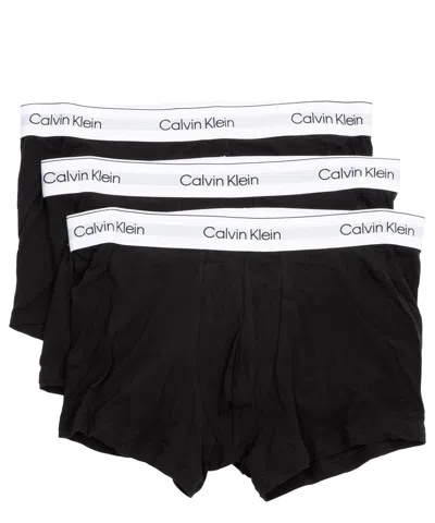 Calvin Klein Modern Cotton Stretch Low Rise Trunks, Pack Of 3 In Black And White