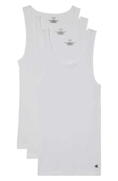 Calvin Klein 3-pack Classic Cotton Tanks In White