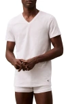 Calvin Klein 3-pack Classic Cotton V-neck T-shirts In White/white