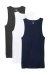Calvin Klein 3-pack Cotton Ribbed Tanks In Multi