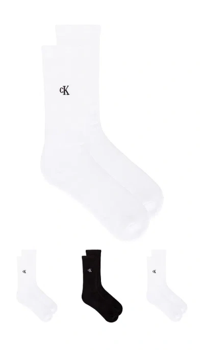 Calvin Klein 3 Pack Cushion Crew Socks In White