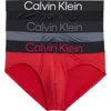 Calvin Klein 3-pack Hip Briefs In Ii8 Turbulence/red