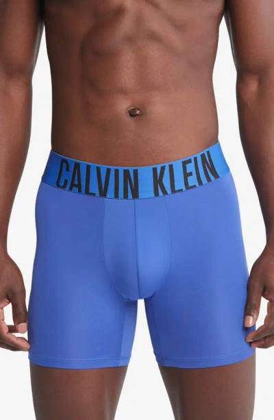 Calvin Klein Intense Power Logo Waistband Micro Boxer Briefs, Pack Of 3 In Dazzling Blue,grey Sky,cherry Kiss