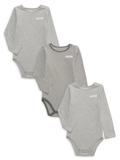 Calvin Klein Babies' 3-pack Logo Bodysuit In Grey