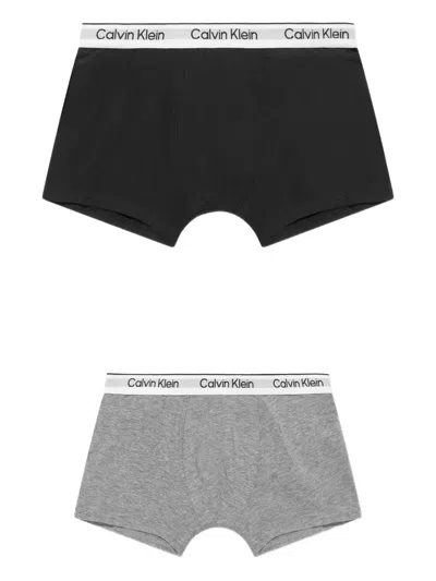 Calvin Klein Kids' 3-pack Logo-waistband Boxers In Blue