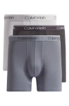 Calvin Klein 3-pack Low Rise Microfiber Stretch Boxer Briefs In Black/ Griff