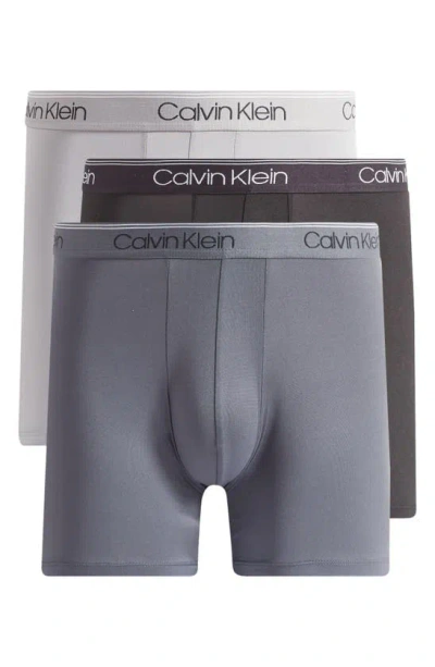 Calvin Klein 3-pack Low Rise Microfiber Stretch Boxer Briefs In Gray