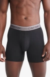 Calvin Klein Microfiber Stretch Wicking Boxer Briefs, Pack Of 3 In Black/charcoal/red/blue