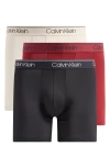 Calvin Klein Microfiber Stretch Wicking Boxer Briefs, Pack Of 3 In Black/syrah