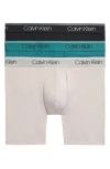 Calvin Klein Microfiber Stretch Wicking Boxer Briefs, Pack Of 3 In Psb Black/ash/m