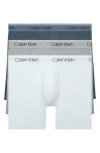 Calvin Klein Microfiber Stretch Wicking Boxer Briefs, Pack Of 3 In Q7f Hemisphere