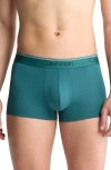 Calvin Klein 3-pack Low Rise Microfiber Stretch Trunks In Teal Multi