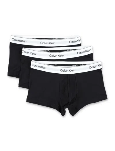 Calvin Klein 3 Pack Low Rise Trunks In Black
