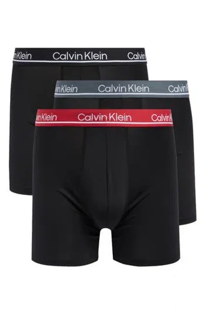 Calvin Klein 3-pack Microfiber Boxer Briefs In Black/black W Scooter/black W