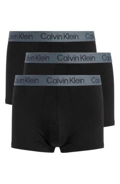 Calvin Klein 3-pack Modal Holiday Gift Stretch Trunks In Black