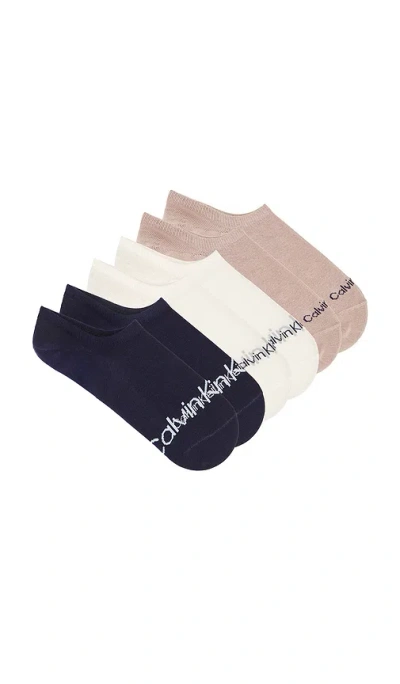 Calvin Klein 3 Pack Organic Cotton Liner Socks In 混褐色