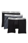 Calvin Klein Microfiber Stretch Wicking Boxer Briefs, Pack Of 3 In Hcx 1 Blk/1 Tu