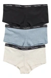 Calvin Klein 3-pack Rib Knit Boyshorts In Multi