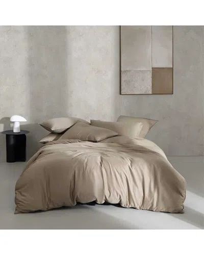 CALVIN KLEIN CALVIN KLEIN 300 THREAD COUNT ORGANIC EARTH SOLID COTTON SATEEN DUVET COVER SET