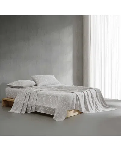 CALVIN KLEIN CALVIN KLEIN 300 THREAD COUNT WHITE FLOWERS COTTON SATEEN SHEET SET