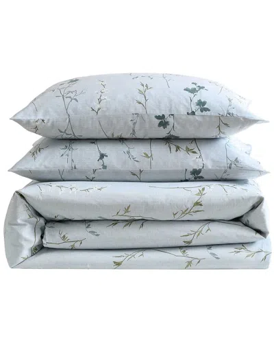 Calvin Klein 300 Thread Count Wildflower Cotton Duvet Set In Blue