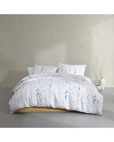 Calvin Klein 300 Thread Count Wildflower Cotton Sateen Duvet Set In Blue