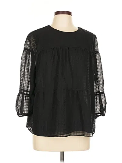 Pre-owned Calvin Klein 3/4 Sleeve Blouse In Black