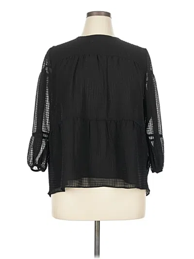 Pre-owned Calvin Klein 3/4 Sleeve Blouse In Black