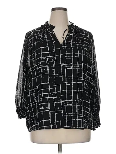 Pre-owned Calvin Klein 3/4 Sleeve Blouse In Black