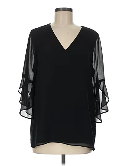 Pre-owned Calvin Klein 3/4 Sleeve Blouse In Black