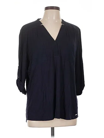 Pre-owned Calvin Klein 3/4 Sleeve Blouse In Black