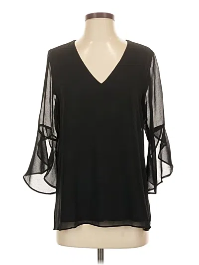Pre-owned Calvin Klein 3/4 Sleeve Blouse In Black