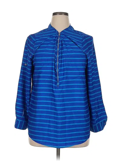 Pre-owned Calvin Klein 3/4 Sleeve Blouse In Blue