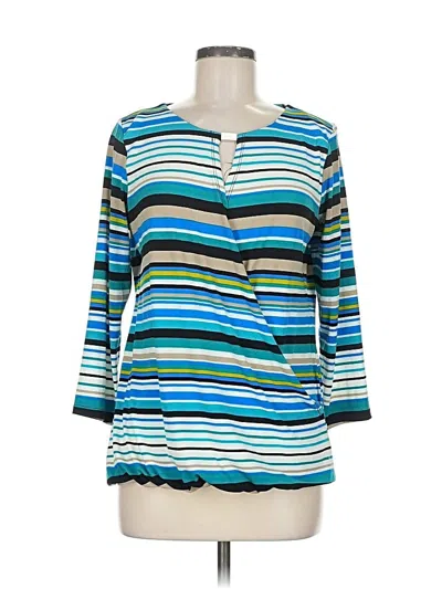 Pre-owned Calvin Klein 3/4 Sleeve Blouse In Blue