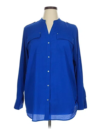 Pre-owned Calvin Klein 3/4 Sleeve Blouse In Blue