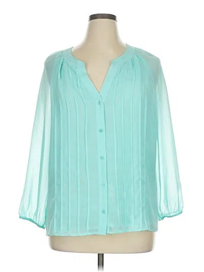 Pre-owned Calvin Klein 3/4 Sleeve Blouse In Blue
