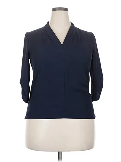 Pre-owned Calvin Klein 3/4 Sleeve Blouse In Blue