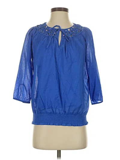 Pre-owned Calvin Klein 3/4 Sleeve Blouse In Blue