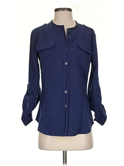 Pre-owned Calvin Klein 3/4 Sleeve Blouse In Blue