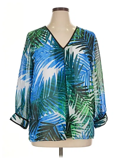 Pre-owned Calvin Klein 3/4 Sleeve Blouse In Blue