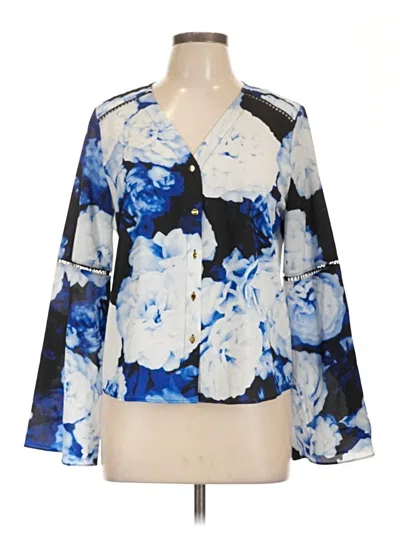 Pre-owned Calvin Klein 3/4 Sleeve Blouse In Blue