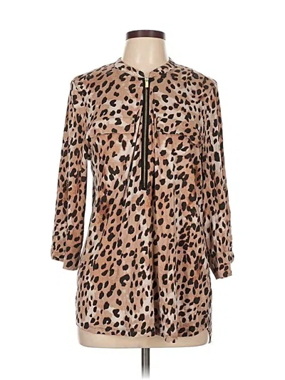 Pre-owned Calvin Klein 3/4 Sleeve Blouse In Brown