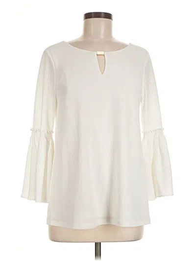 Pre-owned Calvin Klein 3/4 Sleeve Blouse In Ivory