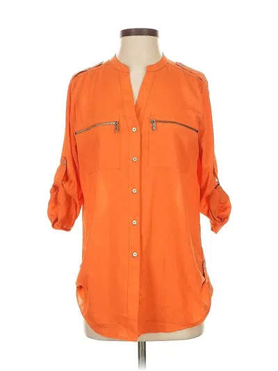 Pre-owned Calvin Klein 3/4 Sleeve Blouse In Orange