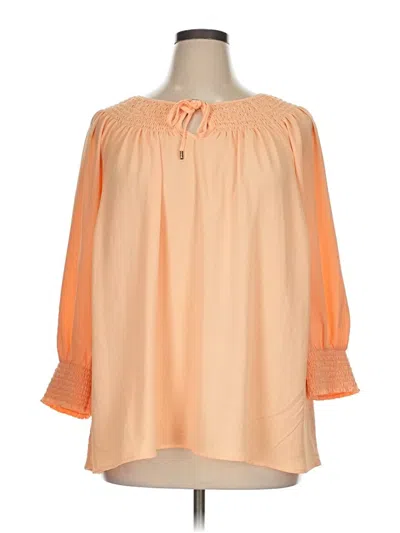 Pre-owned Calvin Klein 3/4 Sleeve Blouse In Orange