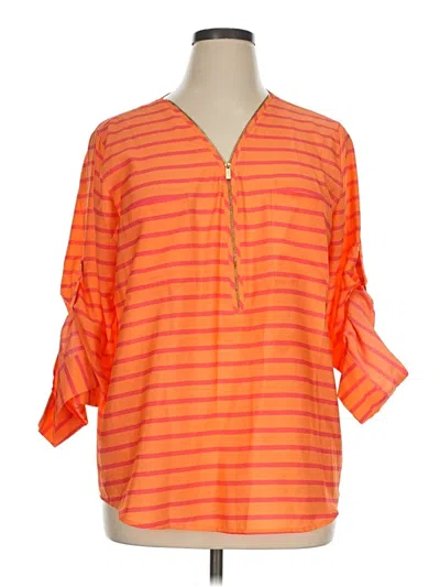 Pre-owned Calvin Klein 3/4 Sleeve Blouse In Orange