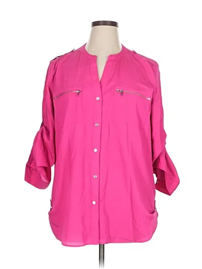 Pre-owned Calvin Klein 3/4 Sleeve Blouse In Pink