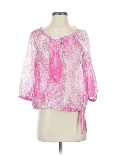 Pre-owned Calvin Klein 3/4 Sleeve Blouse In Pink