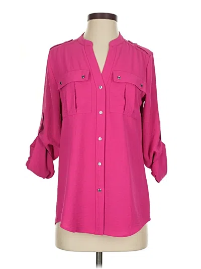 Pre-owned Calvin Klein 3/4 Sleeve Blouse In Pink