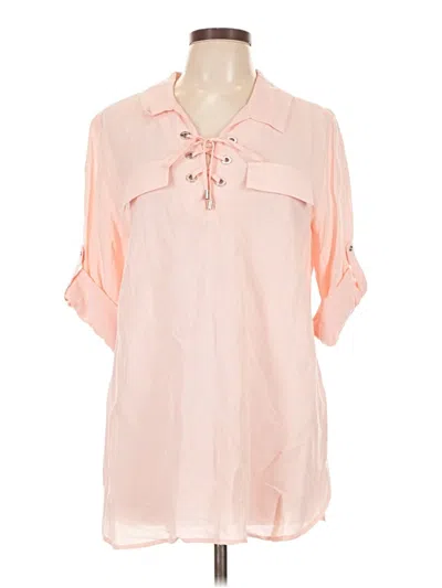 Pre-owned Calvin Klein 3/4 Sleeve Blouse In Pink
